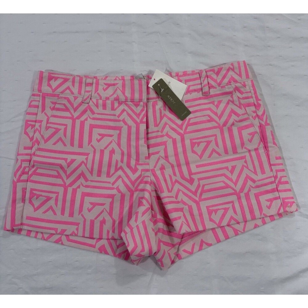 NWT J. Crew Neon Pink Aztec Geometric Chino Shorts Women Size 6